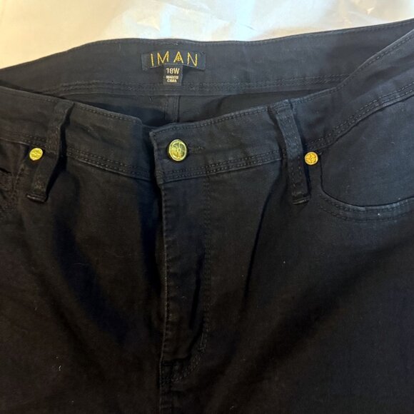 IMAN Women's Platinum Premium Stretch Denim BootCut Jean Plus Size 18W, Black - Picture 4 of 4